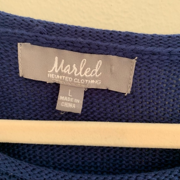 Marled sweater deep royal blue red USA knit design - Picture 2 of 9